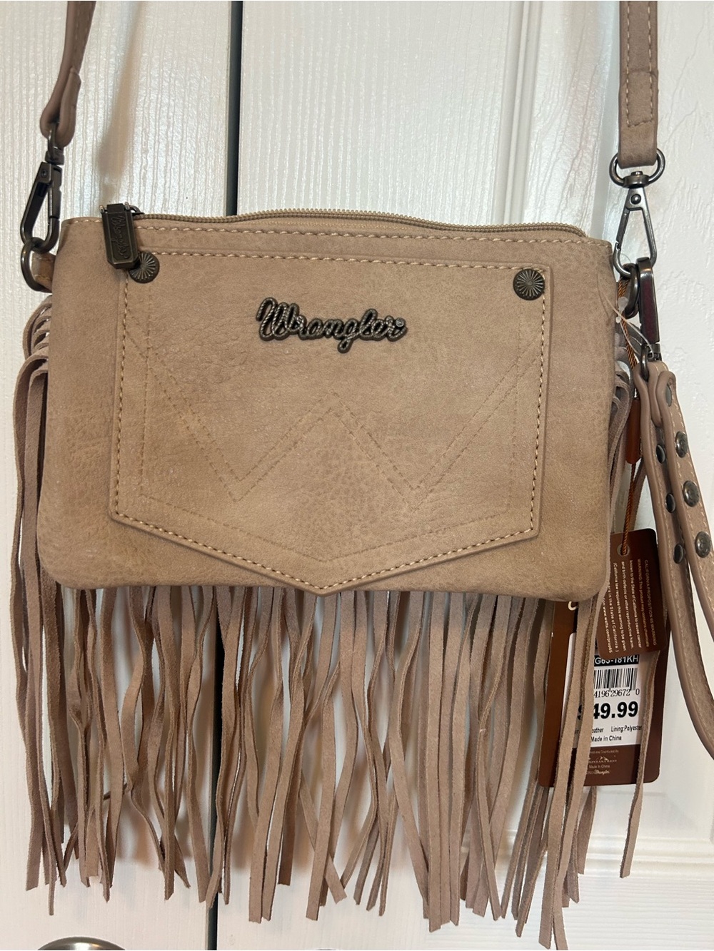 NWT Wrangler Vintage Floral Western Fringe Crossbody Bag - Khaki - Picture 9 of 10